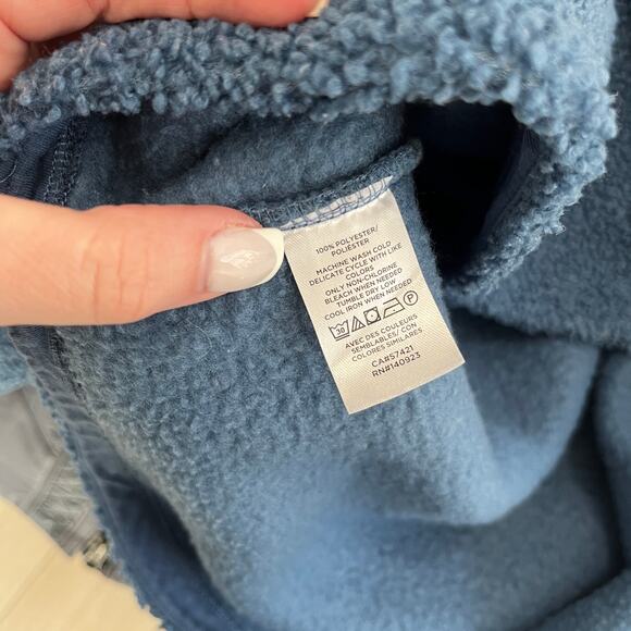 Loft Blue Boucle Oversized Hoodie Sweatshirt Size Large - Picture 4 of 7